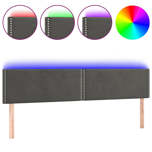 Čelo Postele S Led Tmavě Šedé 160X5X78/88 Cm Samet