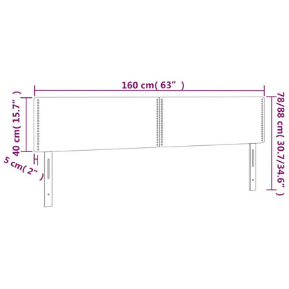 Čelo Postele S Led Tmavě Šedé 160X5X78/88 Cm Samet