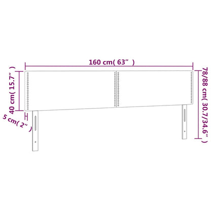 Čelo Postele S Led Tmavě Modré 160X5X78/88 Cm Samet
