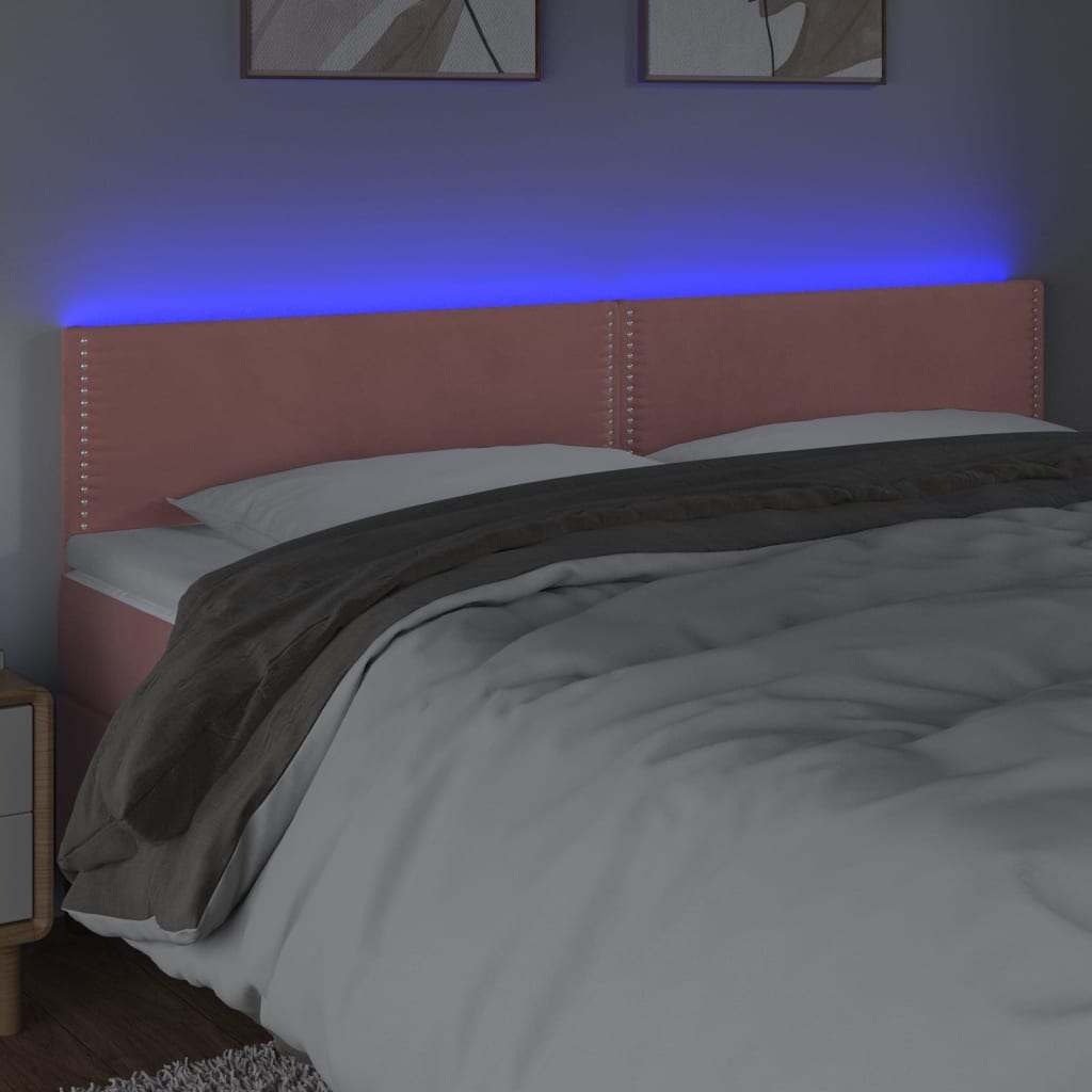 Čelo Postele S Led Růžové 160X5X78/88 Cm Samet