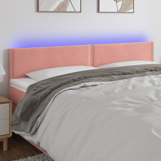 Čelo Postele S Led Růžové 160X5X78/88 Cm Samet