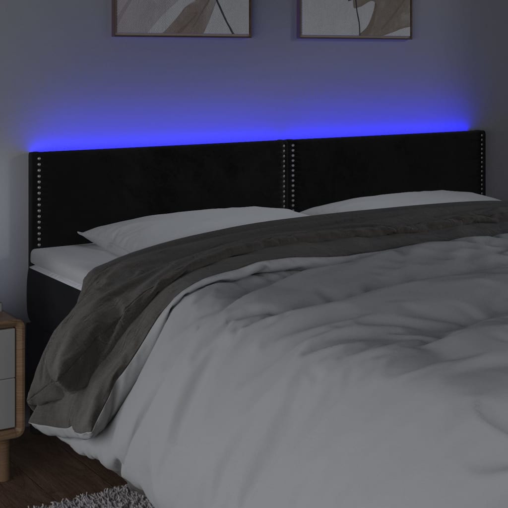 Čelo Postele S Led Černé 180X5X78/88 Cm Samet