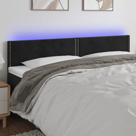 Čelo Postele S Led Černé 180X5X78/88 Cm Samet