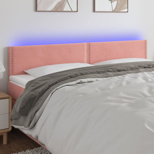 Čelo Postele S Led Růžové 180X5X78/88 Cm Samet