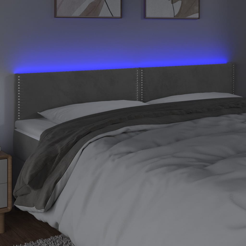 Čelo Postele S Led Světle Šedé 200X5X78/88 Cm Samet