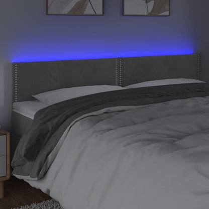 Čelo Postele S Led Světle Šedé 200X5X78/88 Cm Samet