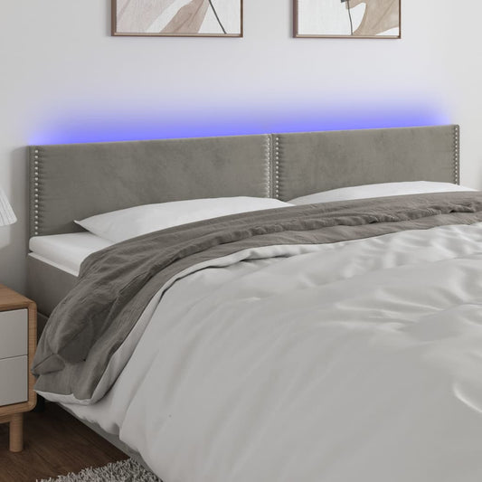 Čelo Postele S Led Světle Šedé 200X5X78/88 Cm Samet