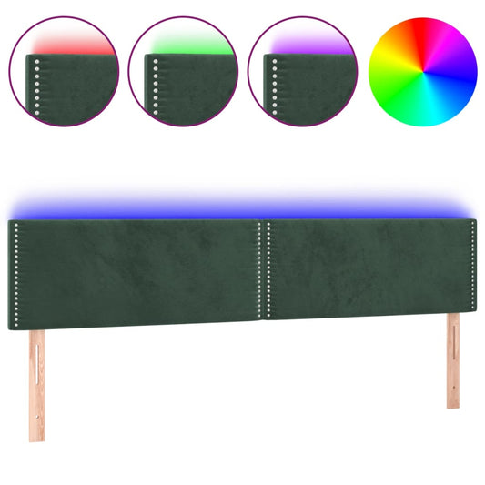 Čelo Postele S Led Tmavě Zelené 200X5X78/88 Cm Samet
