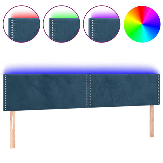 Čelo Postele S Led Tmavě Modré 200X5X78/88 Cm Samet