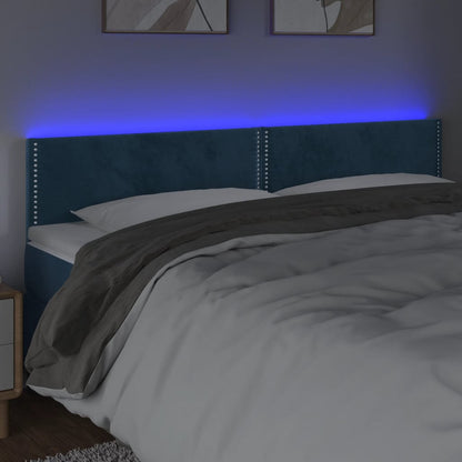Čelo Postele S Led Tmavě Modré 200X5X78/88 Cm Samet