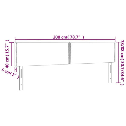 Čelo Postele S Led Tmavě Modré 200X5X78/88 Cm Samet