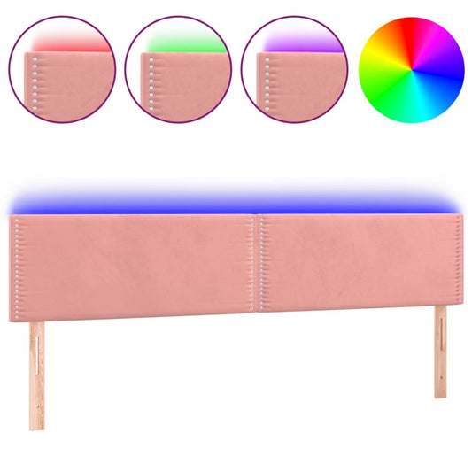 Čelo Postele S Led Růžové 200X5X78/88 Cm Samet