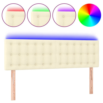 Čelo Postele S Led Krémové 144X5X78/88 Cm Umělá Kůže