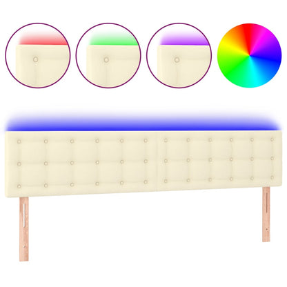 Čelo Postele S Led Krémové 160X5X78/88 Cm Umělá Kůže