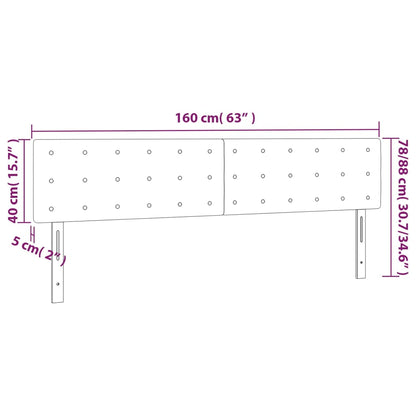 Čelo Postele S Led Krémové 160X5X78/88 Cm Umělá Kůže