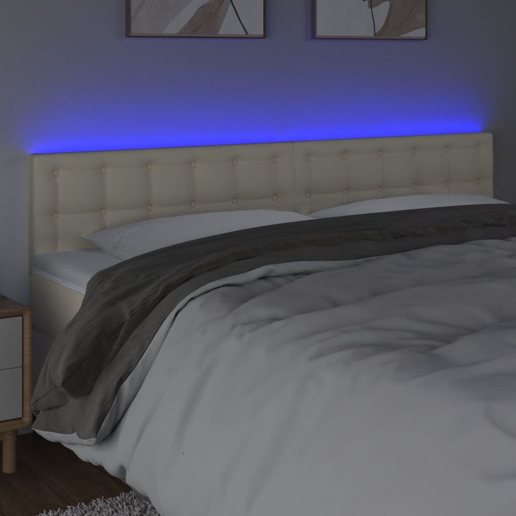Čelo Postele S Led Krémové 180X5X78/88 Cm Umělá Kůže
