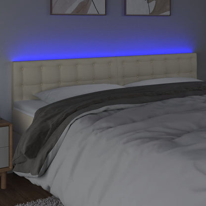 Čelo Postele S Led Krémové 180X5X78/88 Cm Umělá Kůže
