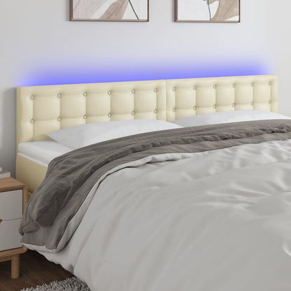 Čelo Postele S Led Krémové 180X5X78/88 Cm Umělá Kůže