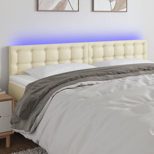 Čelo Postele S Led Krémové 180X5X78/88 Cm Umělá Kůže