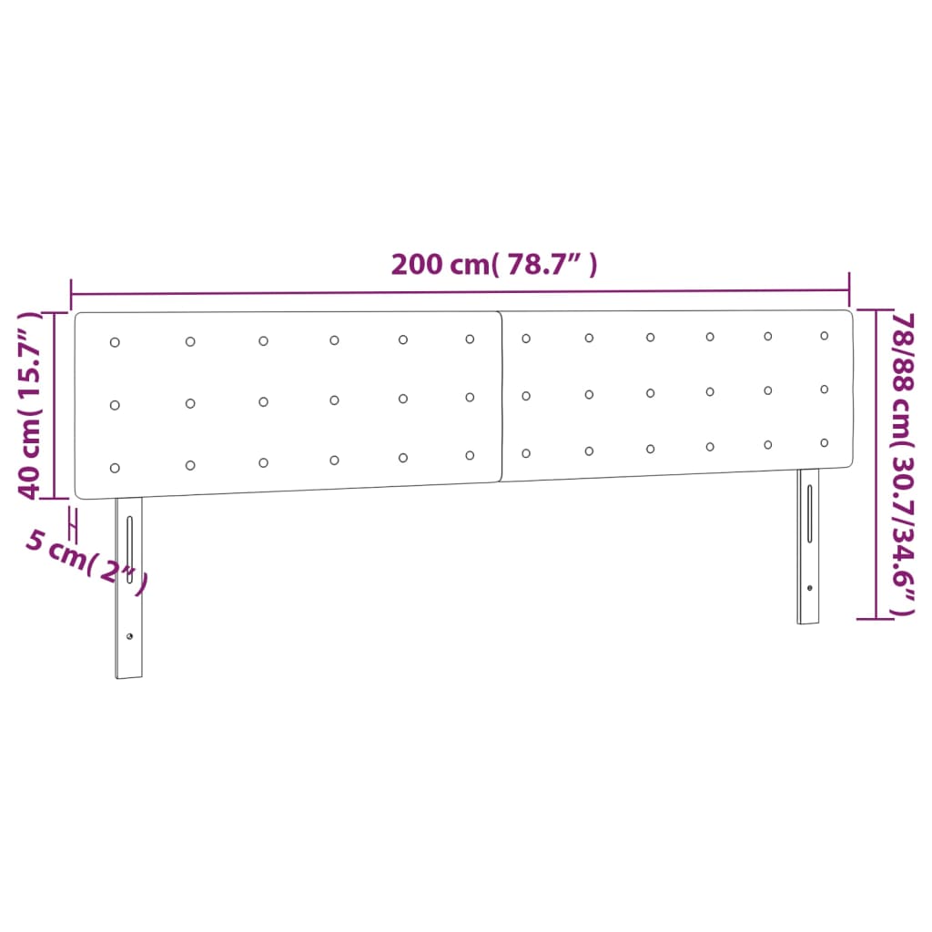 Čelo Postele S Led Krémové 200X5X78/88 Cm Umělá Kůže
