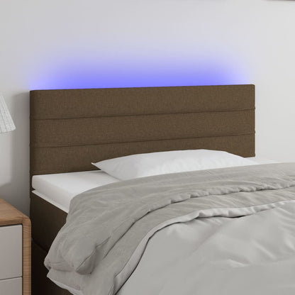 Čelo Postele S Led Tmavě Hnědé Textil