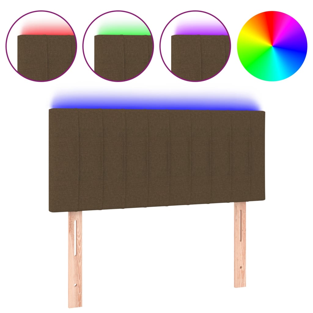 Čelo Postele S Led Tmavě Hnědé Textil