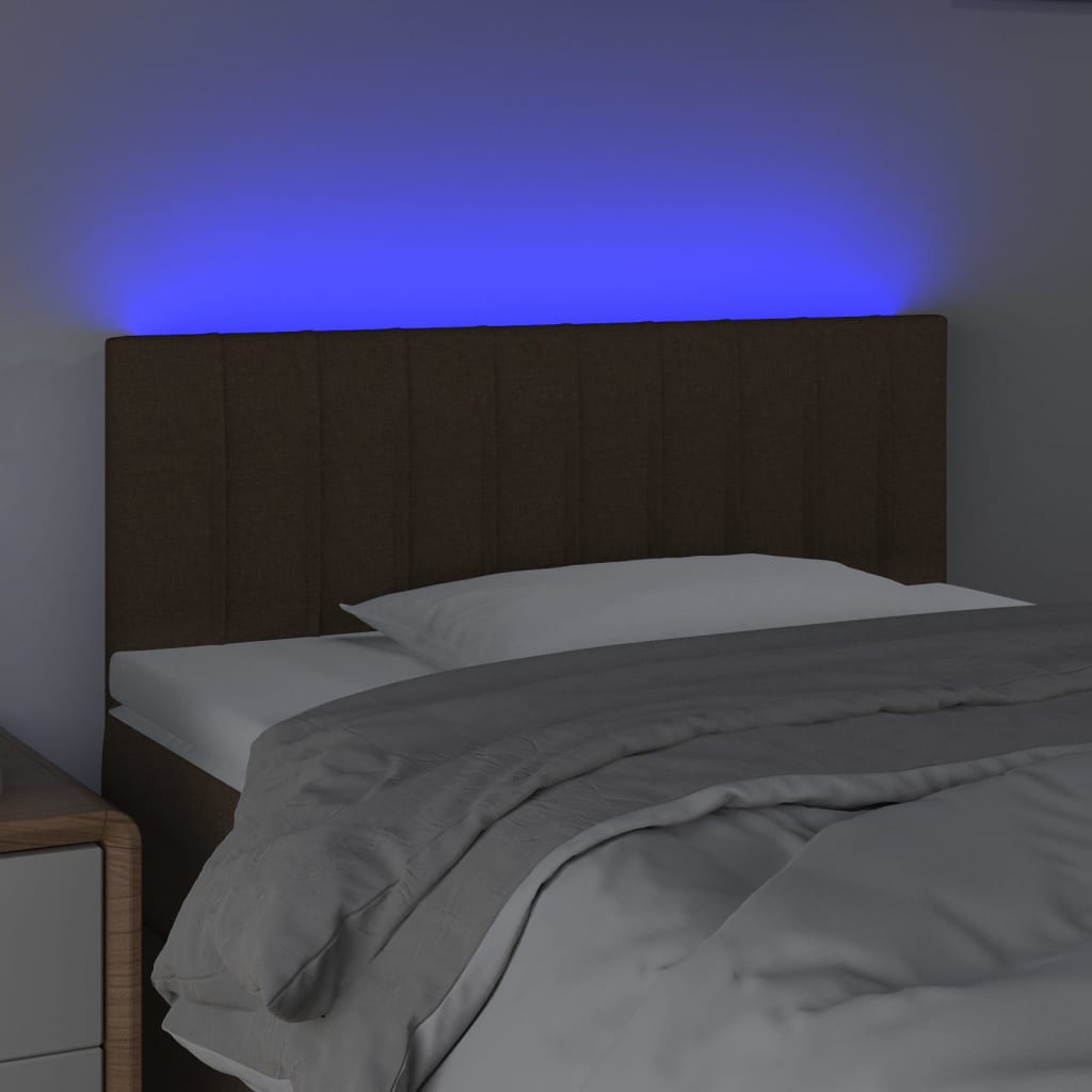 Čelo Postele S Led Tmavě Hnědé Textil