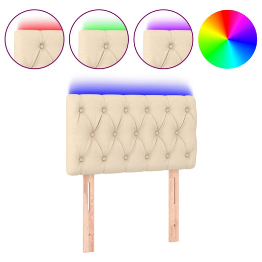 Čelo Postele S Led Krémové Textil Krémová