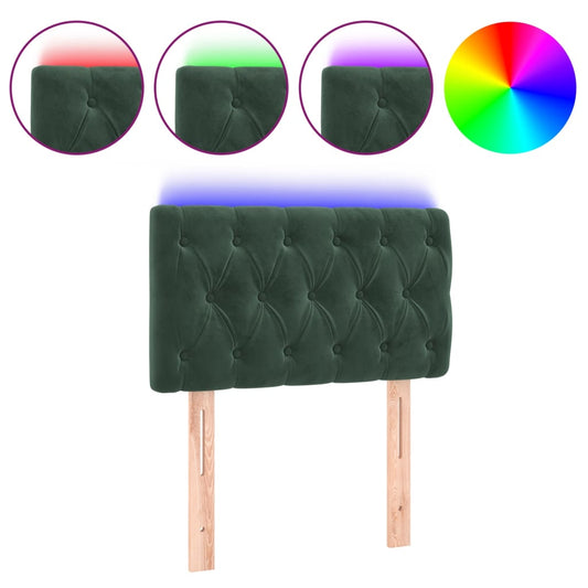 Čelo Postele S Led Tmavě Zelené Samet