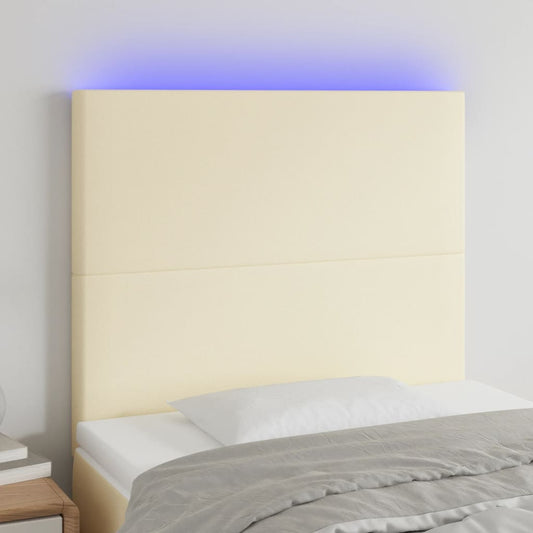 Čelo Postele S Led Krémové 80X5X118/128 Cm Umělá Kůže