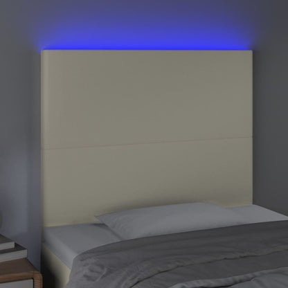 Čelo Postele S Led Krémové 100X5X118/128 Cm Umělá Kůže