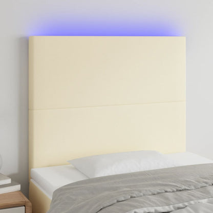 Čelo Postele S Led Krémové 100X5X118/128 Cm Umělá Kůže