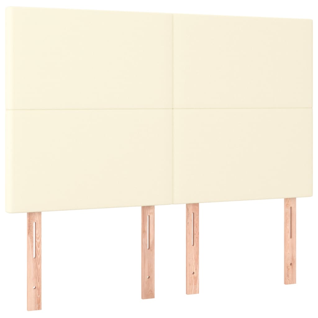 Čelo Postele S Led Krémové 144X5X118/128 Cm Umělá Kůže