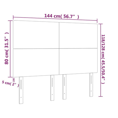 Čelo Postele S Led Krémové 144X5X118/128 Cm Umělá Kůže