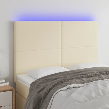 Čelo Postele S Led Krémové 144X5X118/128 Cm Umělá Kůže