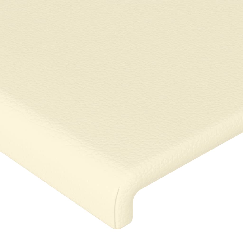 Čelo Postele S Led Krémové 180X5X118/128 Cm Umělá Kůže