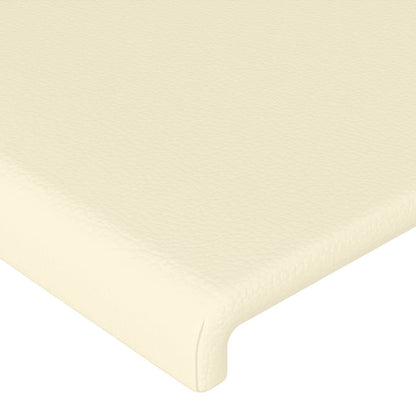 Čelo Postele S Led Krémové 180X5X118/128 Cm Umělá Kůže