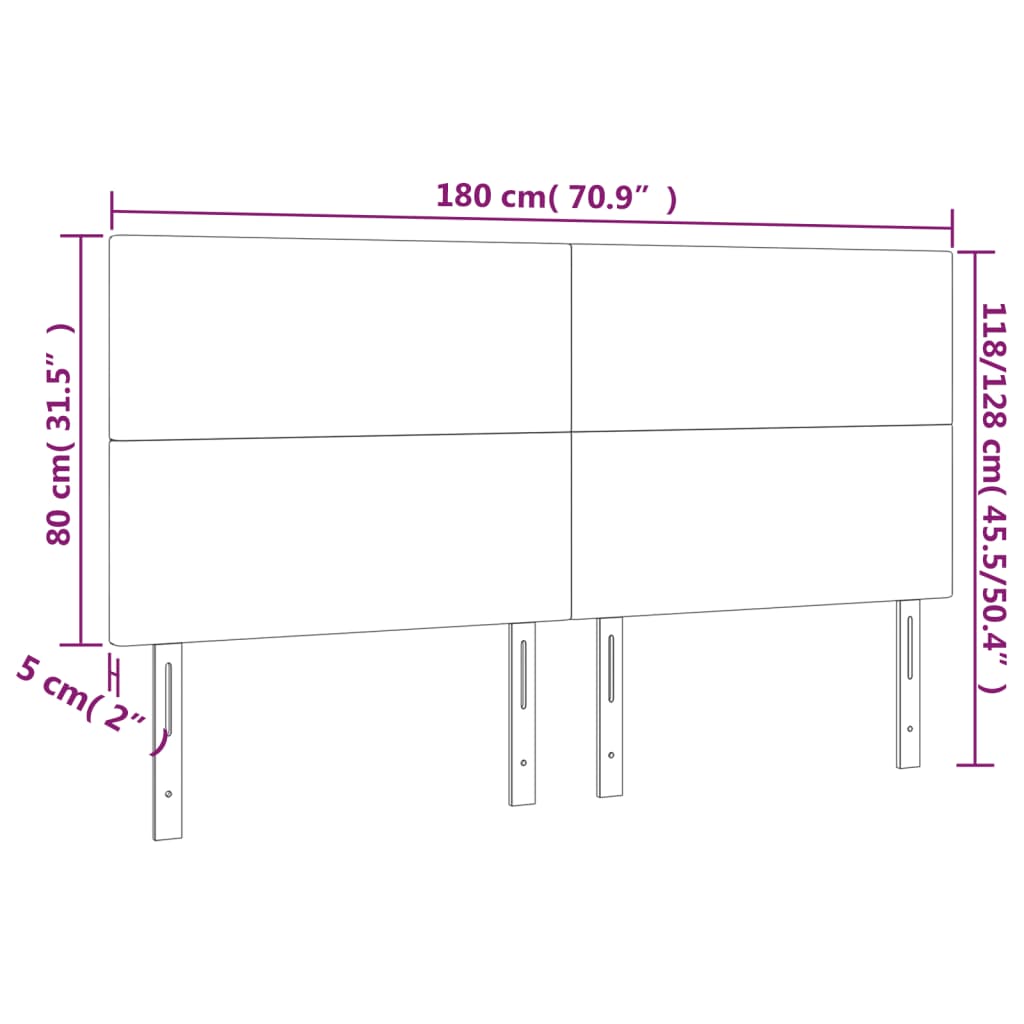 Čelo Postele S Led Krémové 180X5X118/128 Cm Umělá Kůže