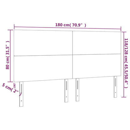 Čelo Postele S Led Krémové 180X5X118/128 Cm Umělá Kůže