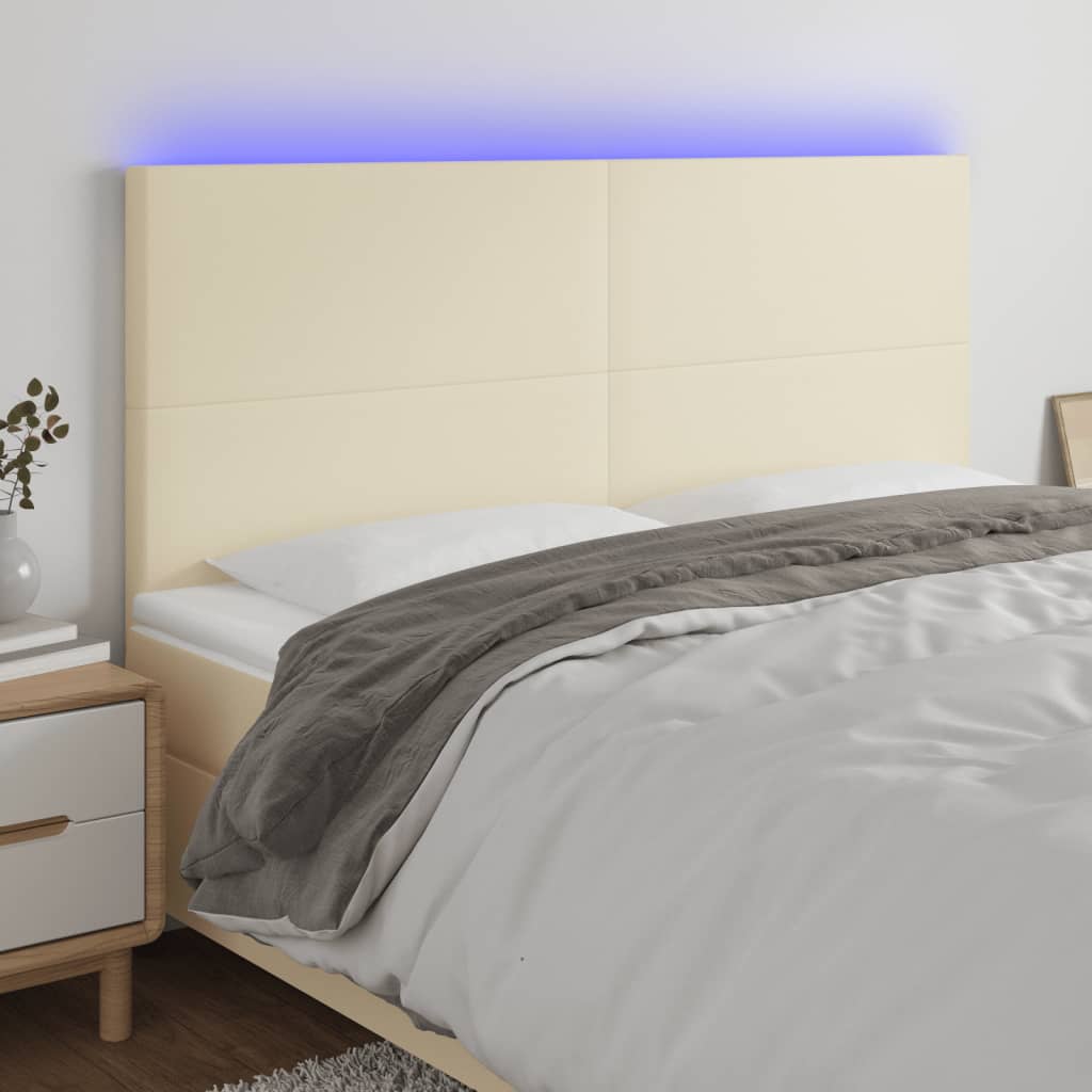 Čelo Postele S Led Krémové 180X5X118/128 Cm Umělá Kůže