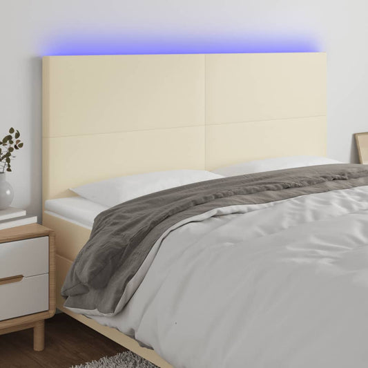 Čelo Postele S Led Krémové 180X5X118/128 Cm Umělá Kůže
