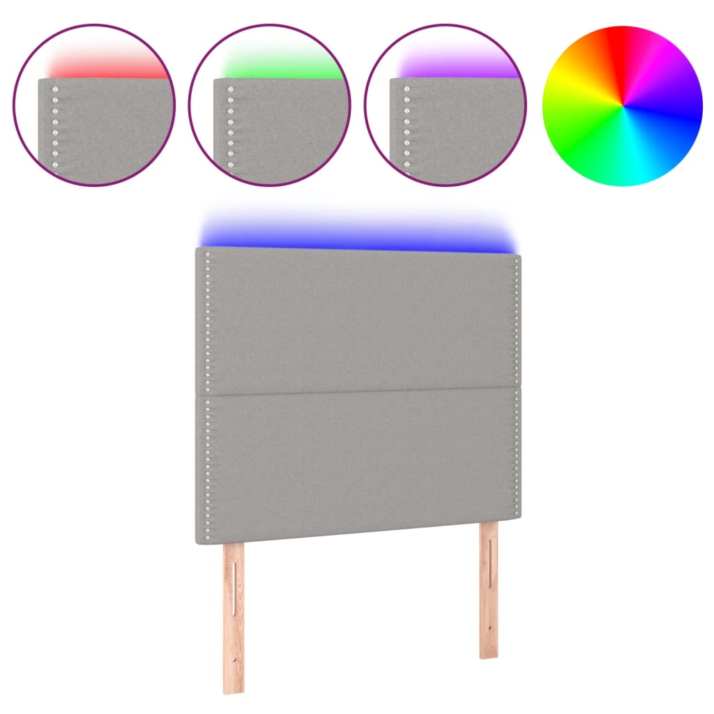 Čelo Postele S Led Světle Šedé 90X5X118/128 Cm Textil