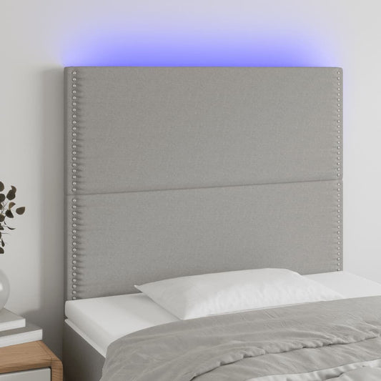 Čelo Postele S Led Světle Šedé 90X5X118/128 Cm Textil