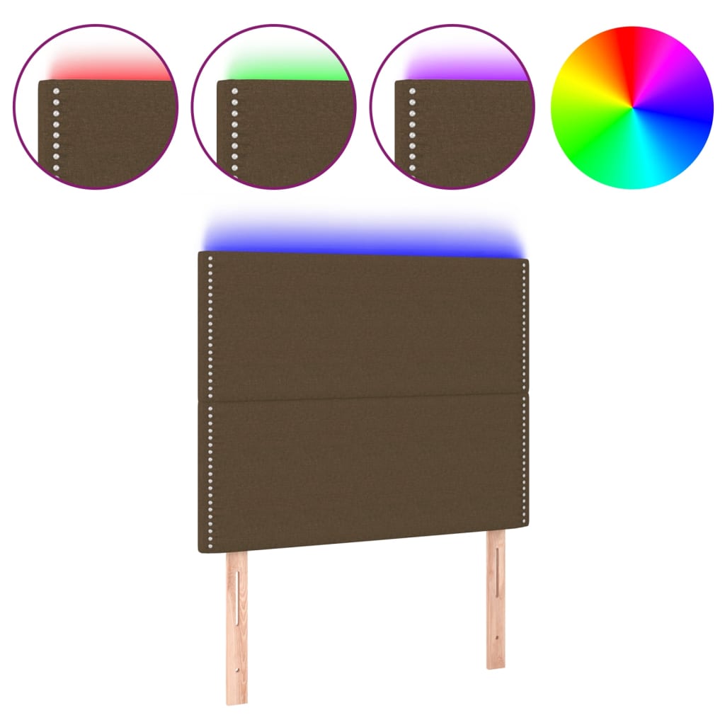 Čelo Postele S Led Tmavě Hnědé 90X5X118/128 Cm Textil