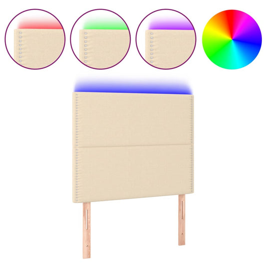 Čelo Postele S Led Krémové 90X5X118/128 Cm Textil