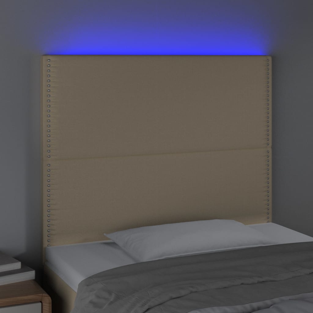 Čelo Postele S Led Krémové 90X5X118/128 Cm Textil