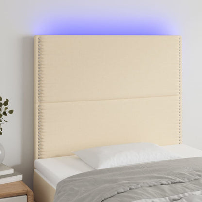 Čelo Postele S Led Krémové 90X5X118/128 Cm Textil