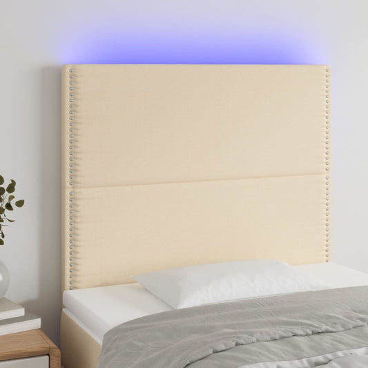 Čelo Postele S Led Krémové 90X5X118/128 Cm Textil