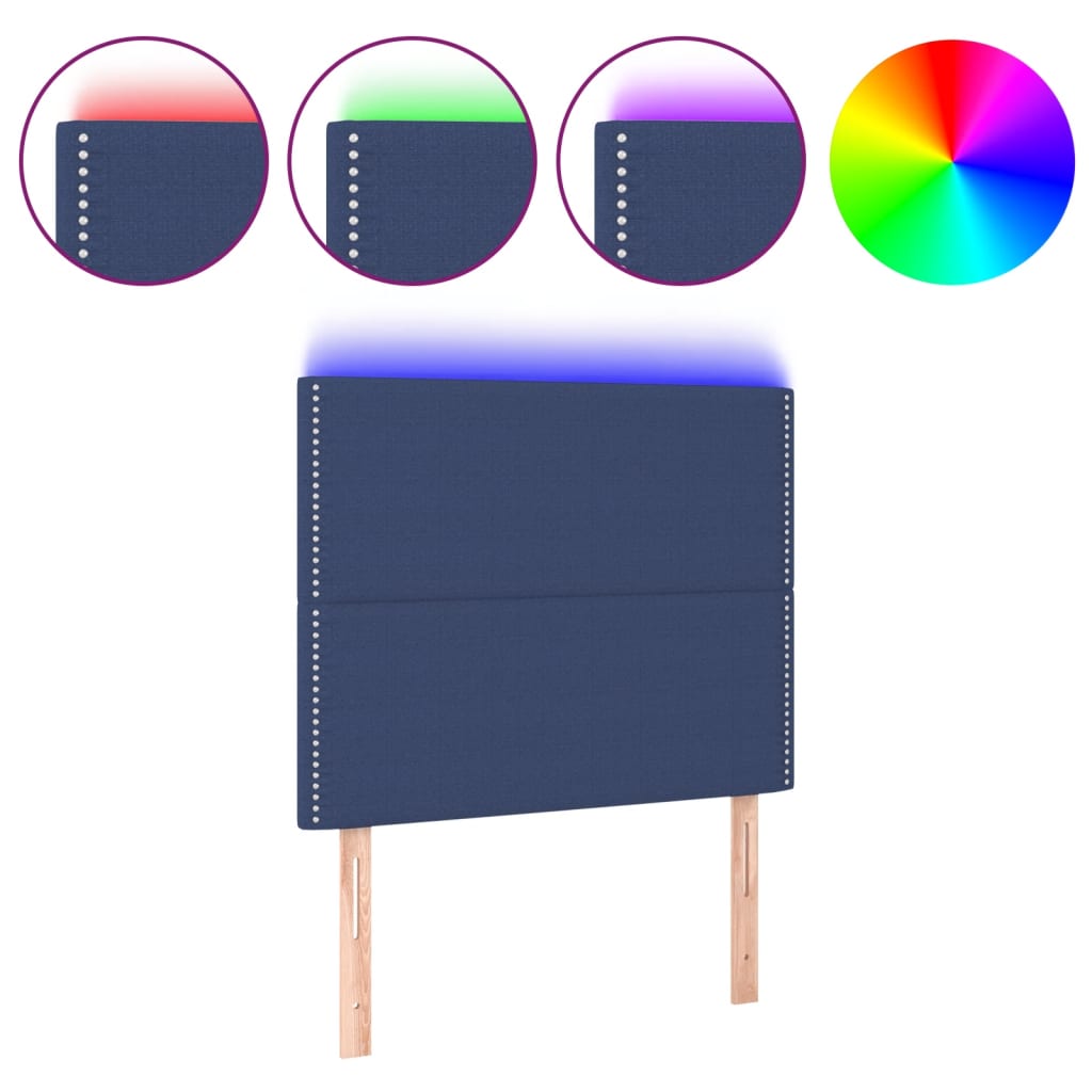 Čelo Postele S Led Modré 90X5X118/128 Cm Textil