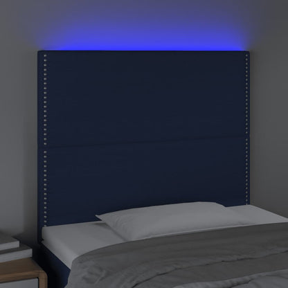 Čelo Postele S Led Modré 90X5X118/128 Cm Textil
